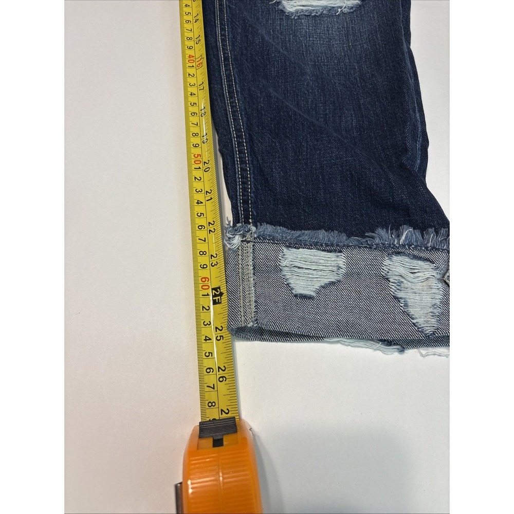 KanCan cropped jeans, women's size 13/30, distressed, raw hem, blue, Capri Pant - Picture 11 of 13